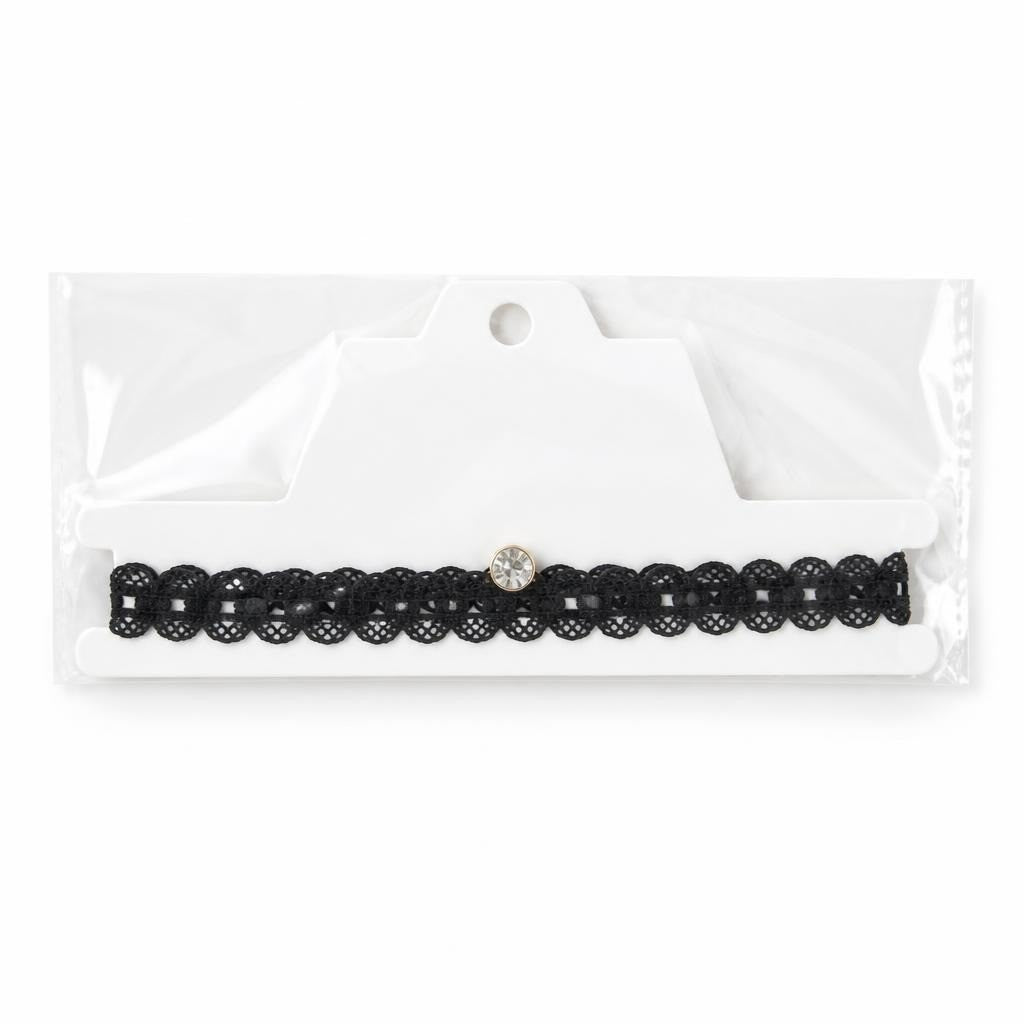 Oottoo Tattoo black lace choker necklace - white studio shot, second-hand at Why Go Less, Dekwaneh, Lebanon