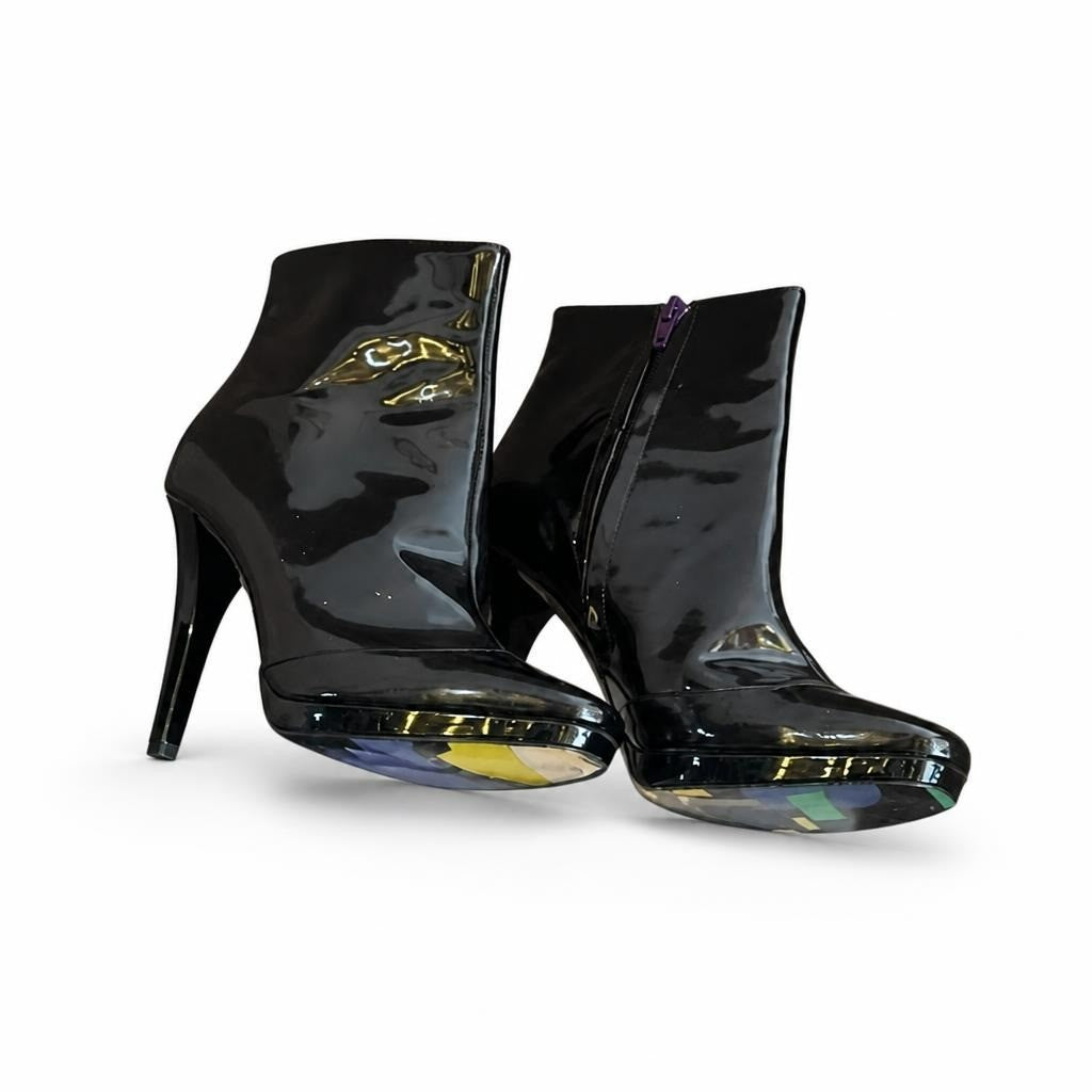 Emilio pucci Black patent leather platform stiletto ankle - white studio shot, second-hand at Why Go Less, Dekwaneh, Lebanon
