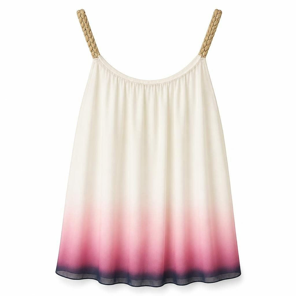 Beige Ombre Maxi Dress - white studio shot, second-hand at Why Go Less, Dekwaneh, Lebanon