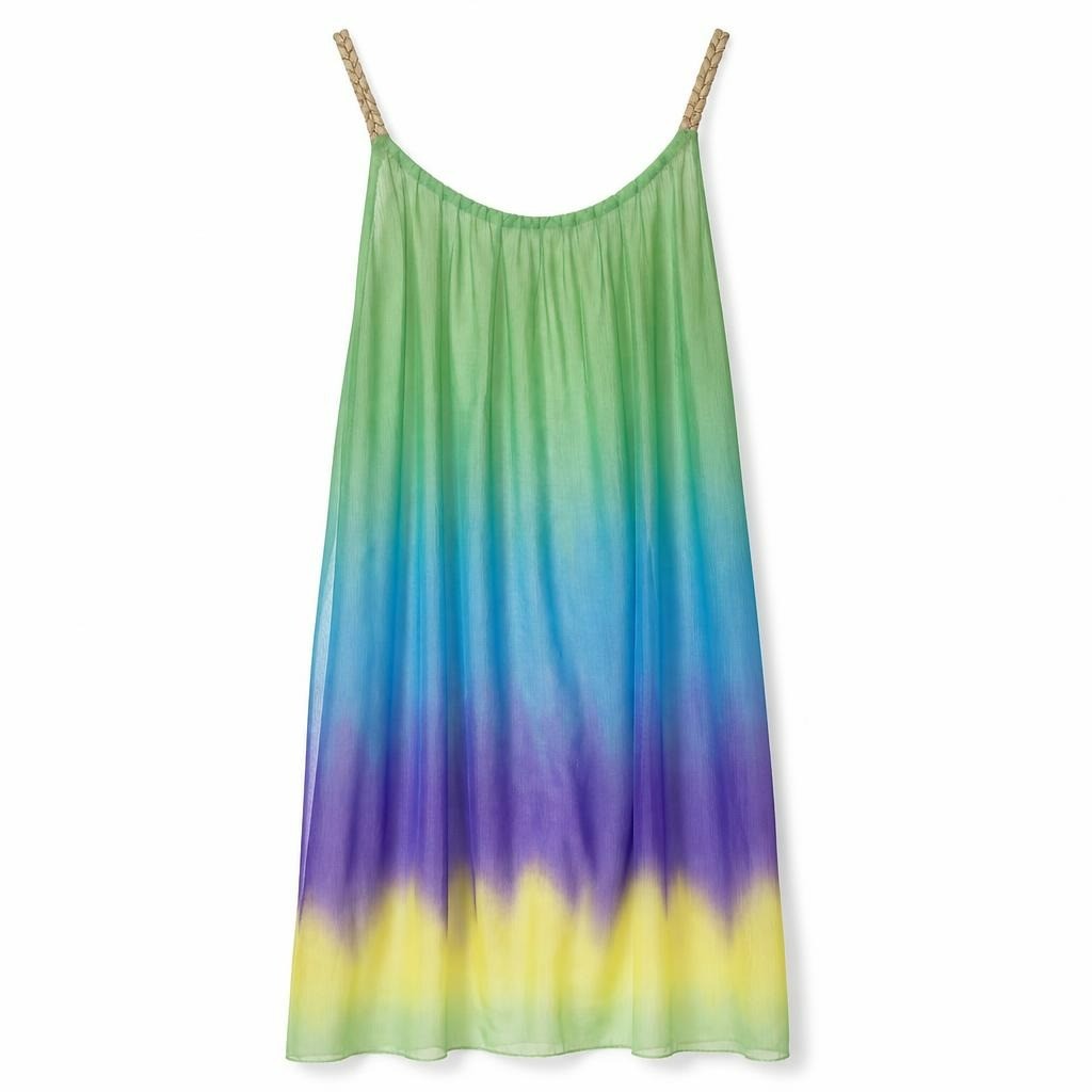 Green & Blue Ombre Maxi Dress - white studio shot, second-hand at Why Go Less, Dekwaneh, Lebanon