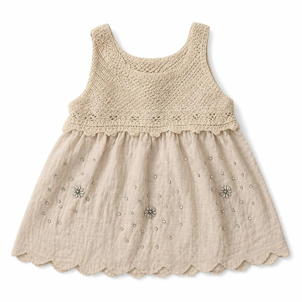 Zara Robe bébé en crochet crème et perles | Seconde main | Pourquoi se contenter de moins
