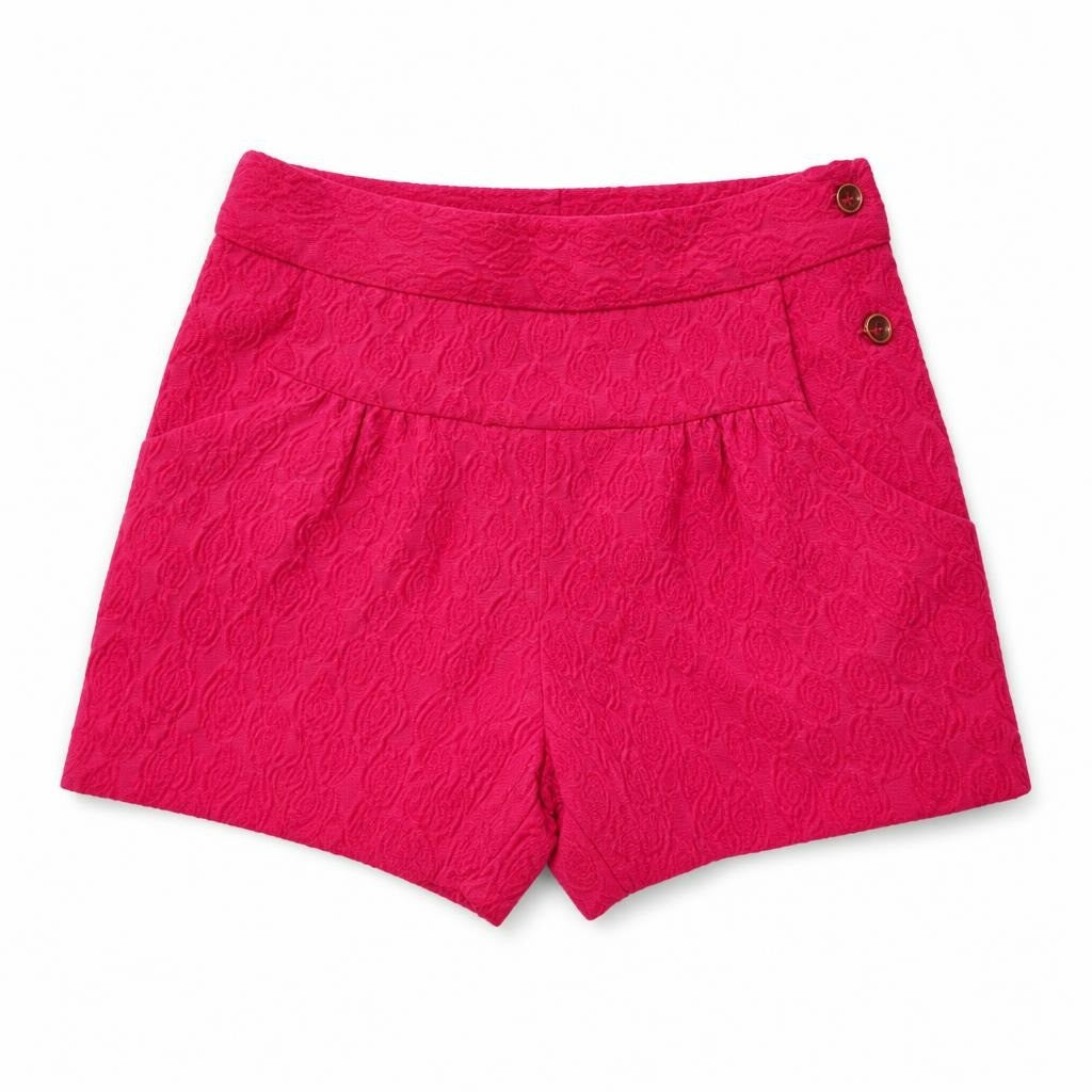Girls Hot Pink Rose Textured Shorts NWT - white studio shot, second-hand at Why Go Less, Dekwaneh, Lebanon