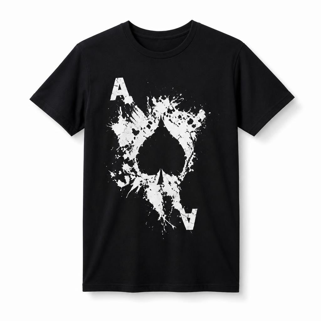 Black graphic tee ace of spades print | New | Why Go Less