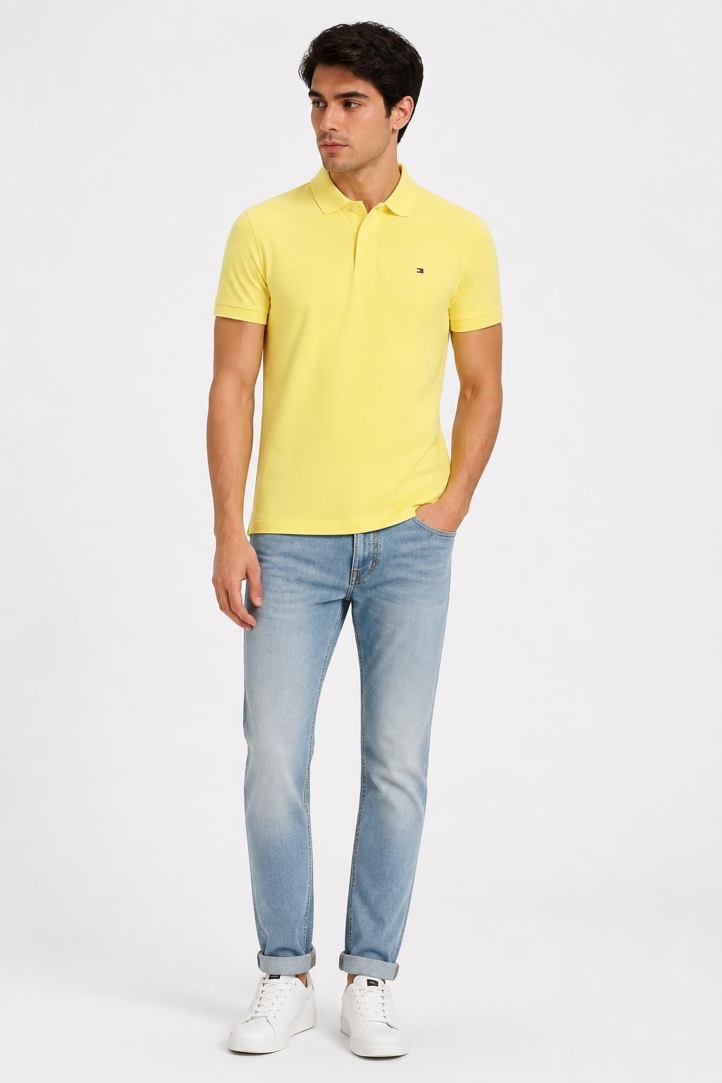 Tommy Hilfiger yellow slim polo shirt | New | Why Go Less-1