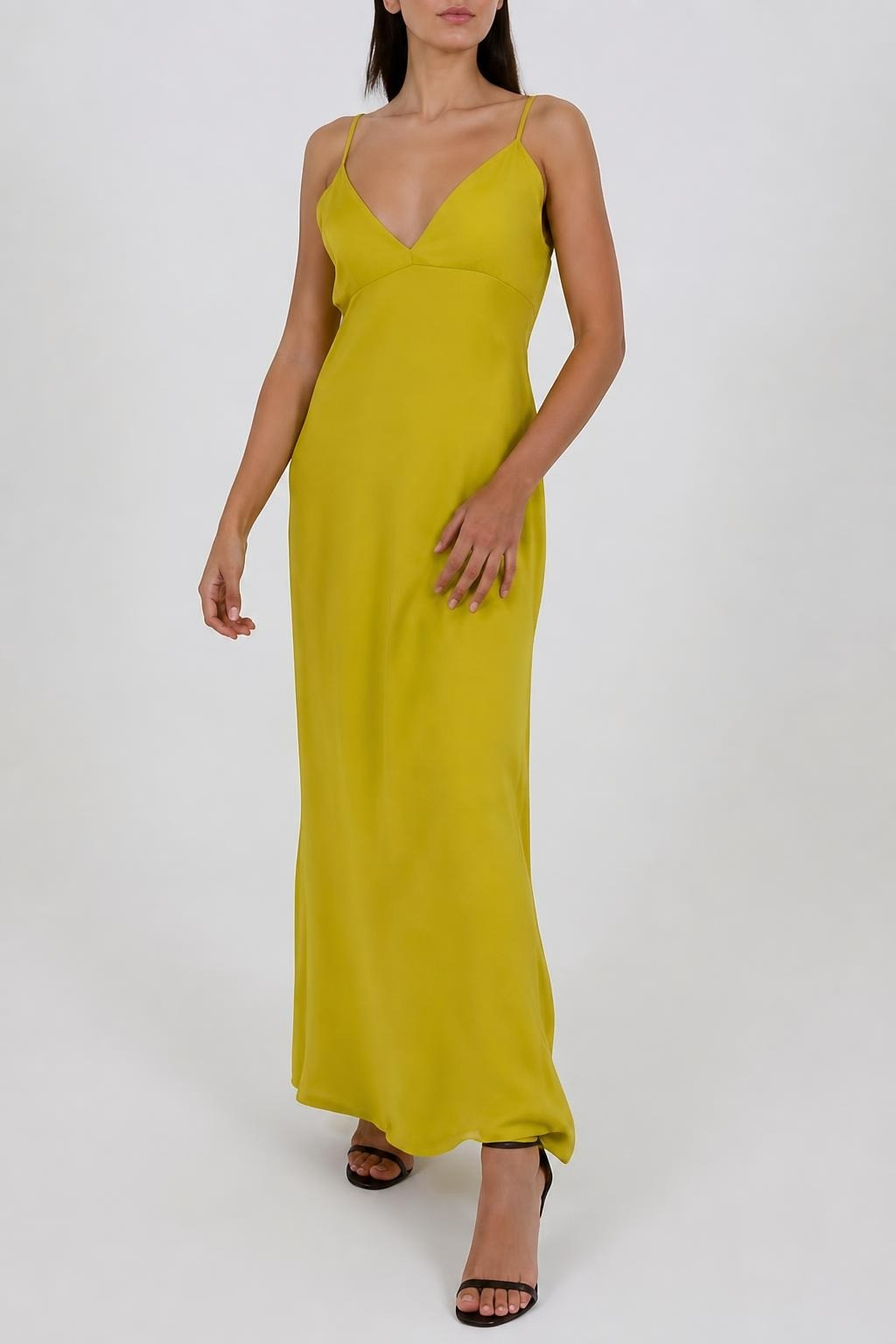 Chartreuse yellow maxi slip dress thin straps | New | Why Go Less