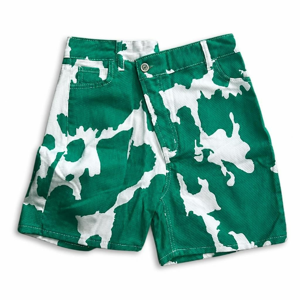 Green white camo print denim shorts new with tag | New | Why Go Less