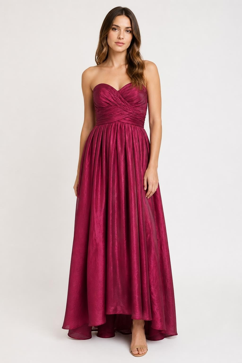 Burgundy strapless taffeta ball gown | Pre-Loved | Why Go Less-1