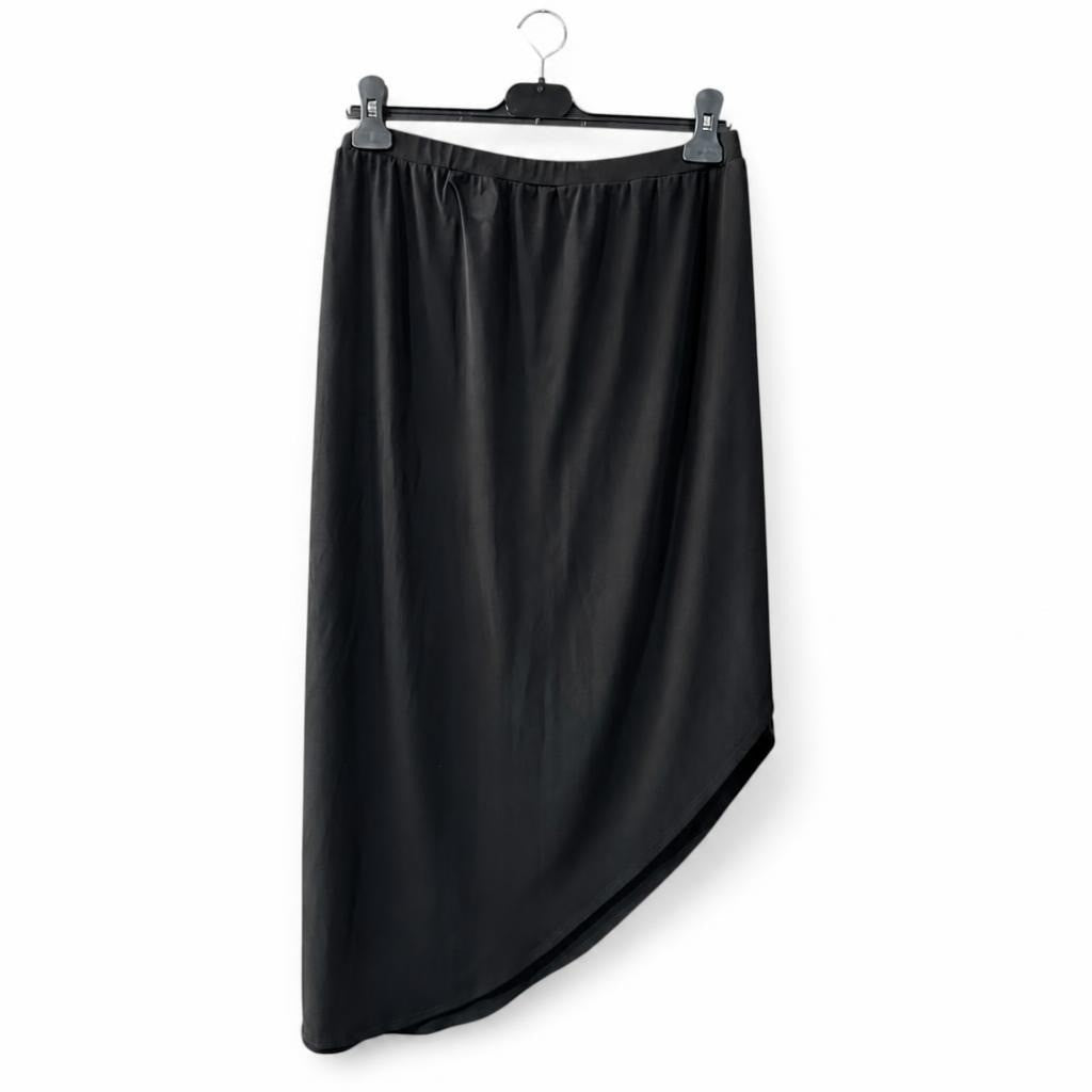 Black asymmetric midi skirt elastic waist | Pre-Loved | Why Go Less