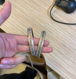 Gold-tone Glitter Hoop Earrings, Large Size | Pre-Loved | Why Go Less