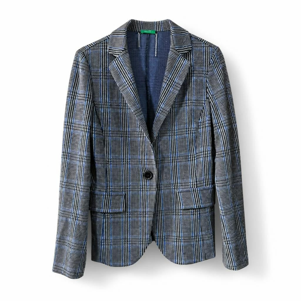 Blazer écossais Benetton, pied-de-poule, un bouton | Occasion | Pourquoi payer plus cher ?