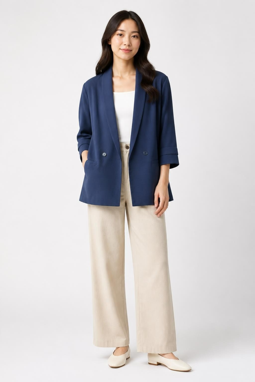 Blazer oversize femme bleu, manches froncées, XL | Seconde main | Pourquoi se contenter de moins