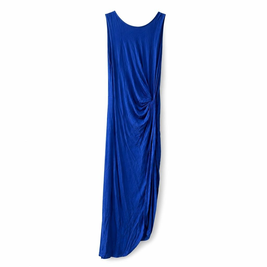 Royal blue sleeveless ruched knot maxi dress | Pre-Loved | Why Go Less