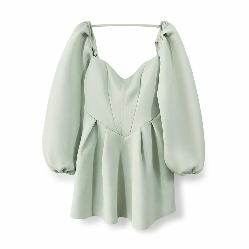 Mint Green Puff Sleeve Structured Mini Dress | Pre-Loved | Why Go Less
