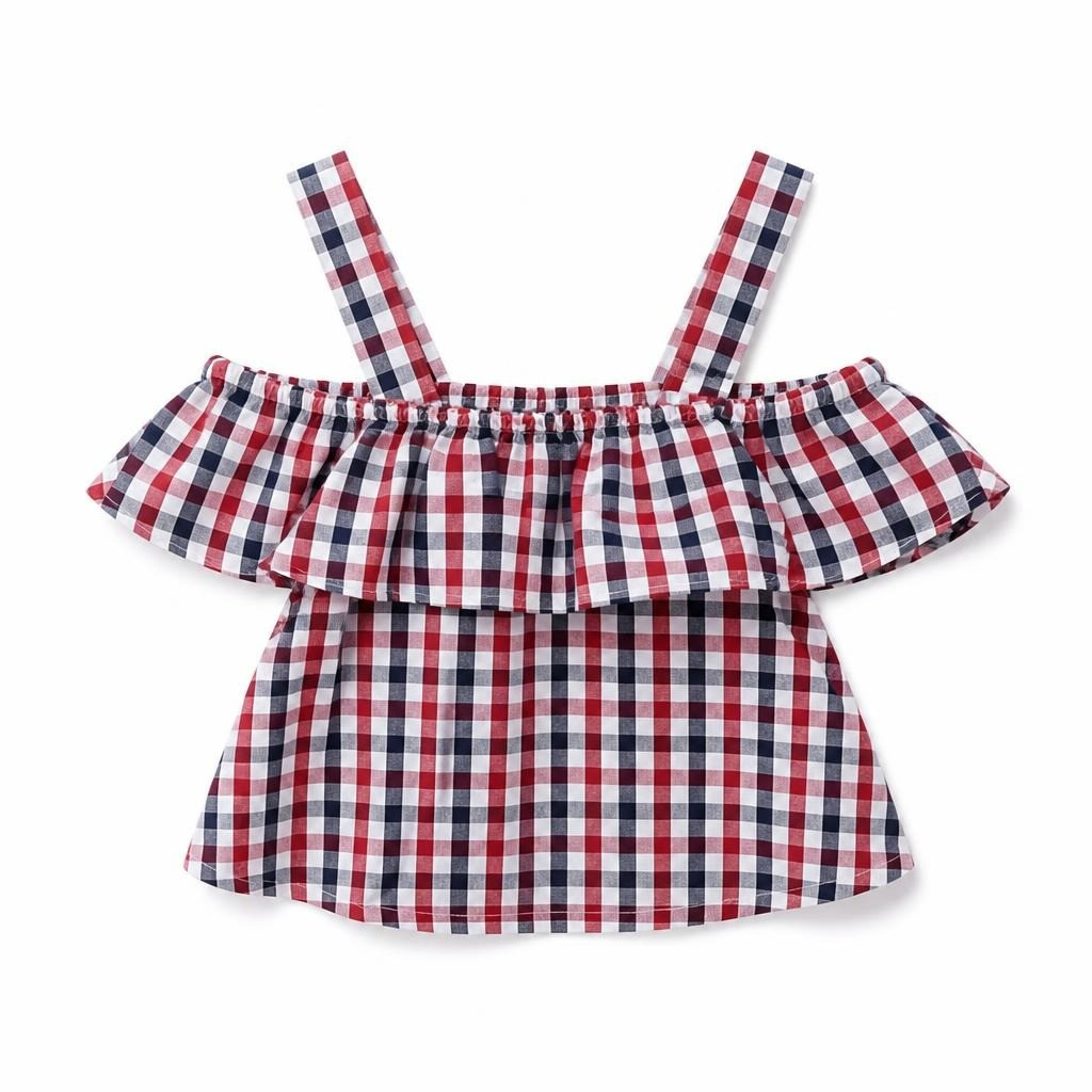 Just Celebrate Patriotic gingham off-shoulder top 12M | مستعمل | لماذا تدفع أقل