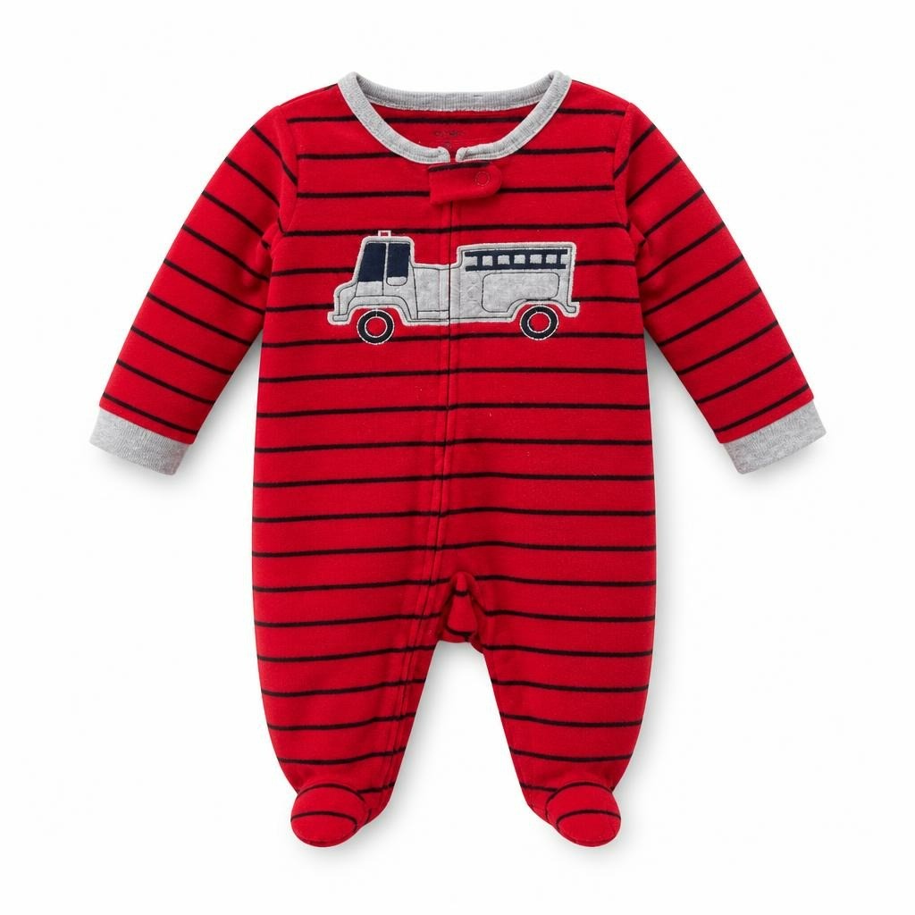 Carter's Navy Stripe Excavator Fleece Sleeper 12M | مستعمل | لماذا تدفع أقل
