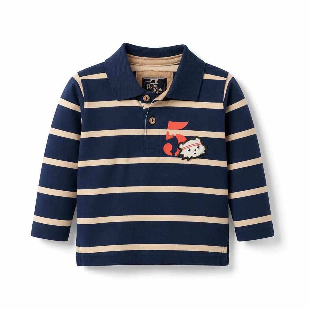Beba Kids Polo rayé à manches longues pour garçons, Marine/Beige | Deuxième main | Pourquoi payer plus cher