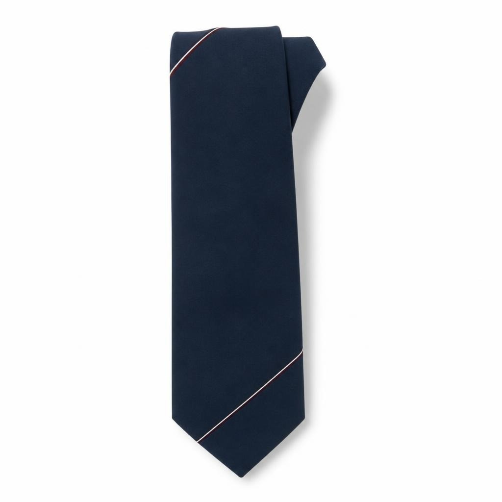 Navy blue solid necktie with diagonal stripe | Pre-Loved | Why Go Less