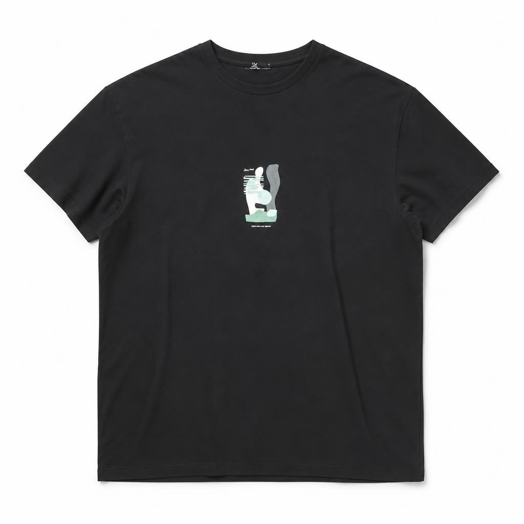 Black graphic print crew neck t-shirt, new | Pre-Loved | Why Go Less