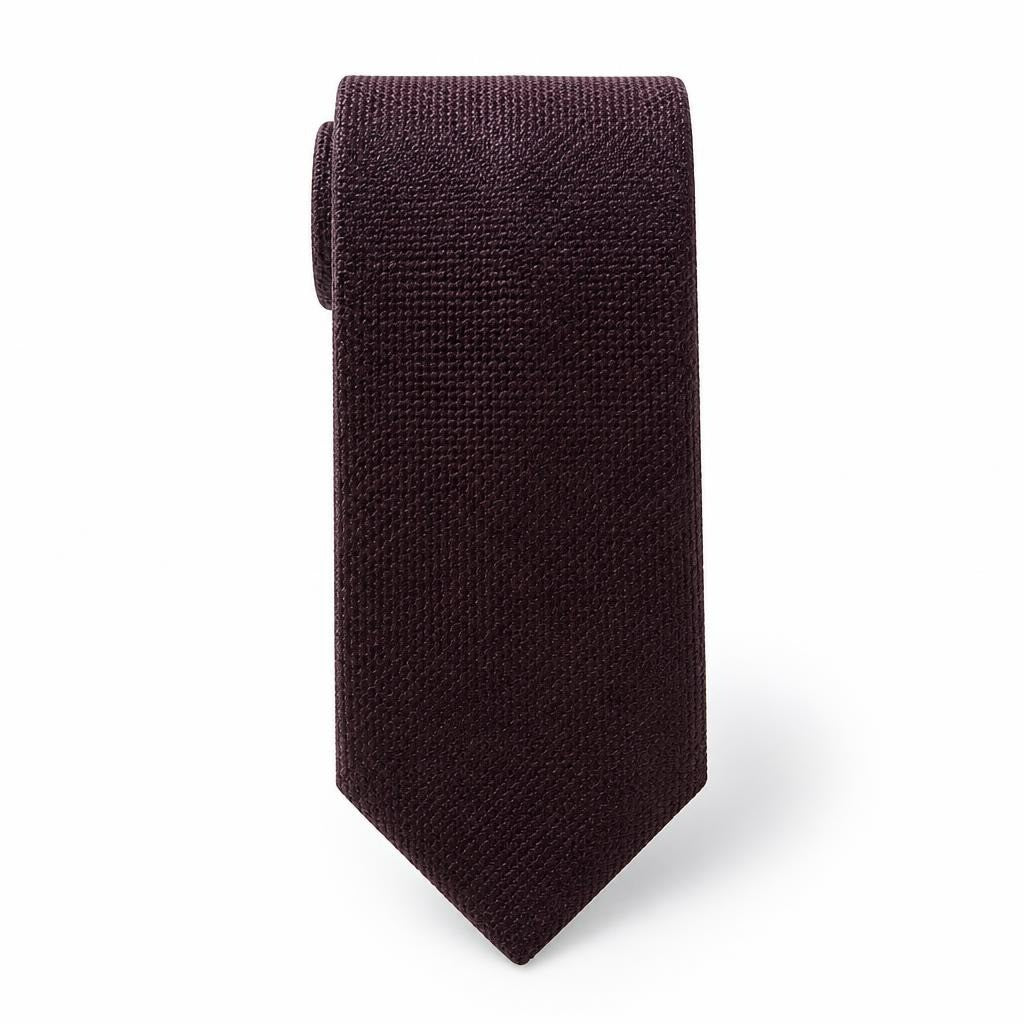 Plain dark burgundy woven necktie | Pre-Loved | Why Go Less