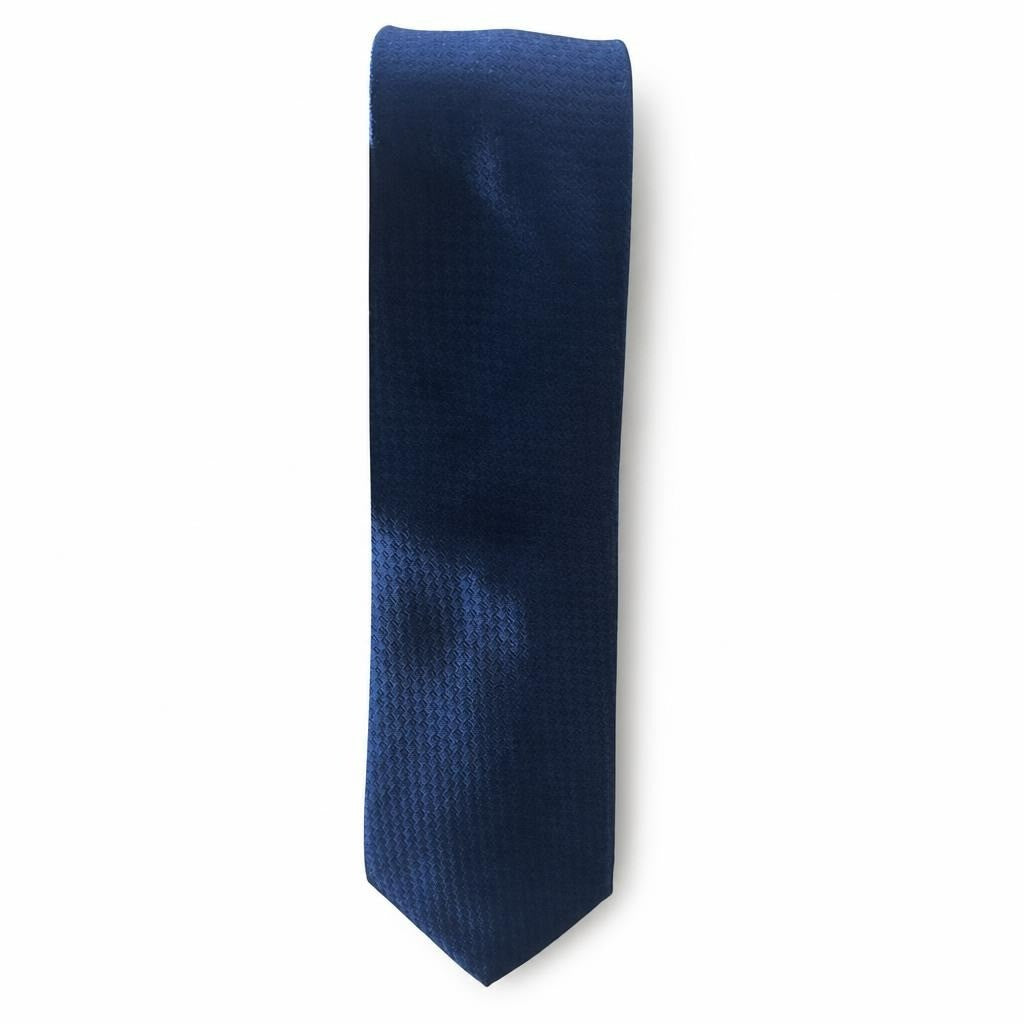Navy blue solid silk-look formal tie | Pre-Loved | Why Go Less