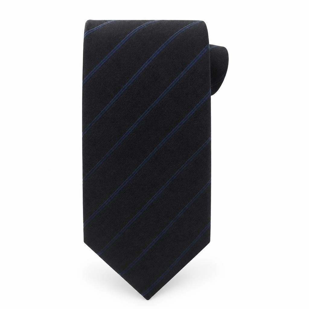 Black tie with blue diagonal stripes | Pre-Loved | Why Go Less