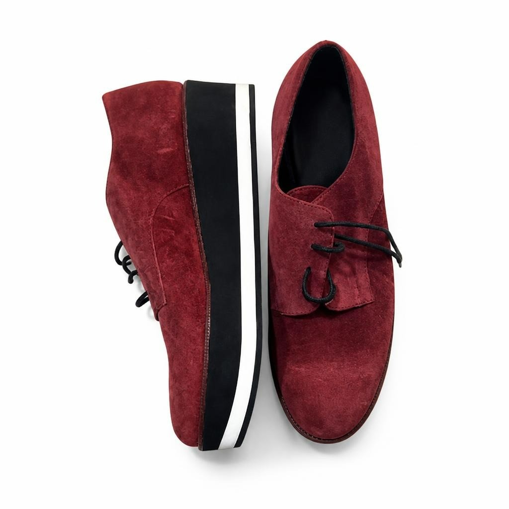 Palomit burgundy suede platform lace-up shoes | Pre-Loved | Why Go Less