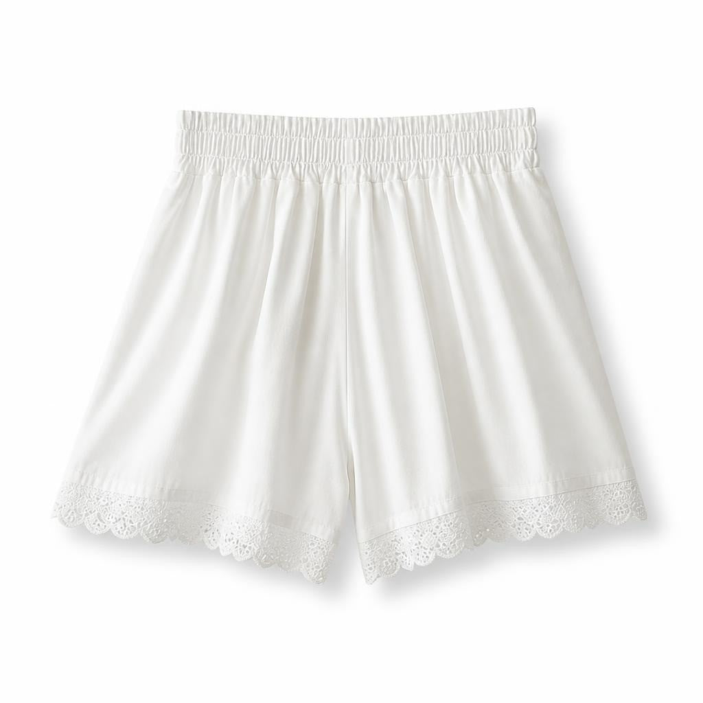 White Lace-trim Cotton Shorts, New With Tags | New | Why Go Less