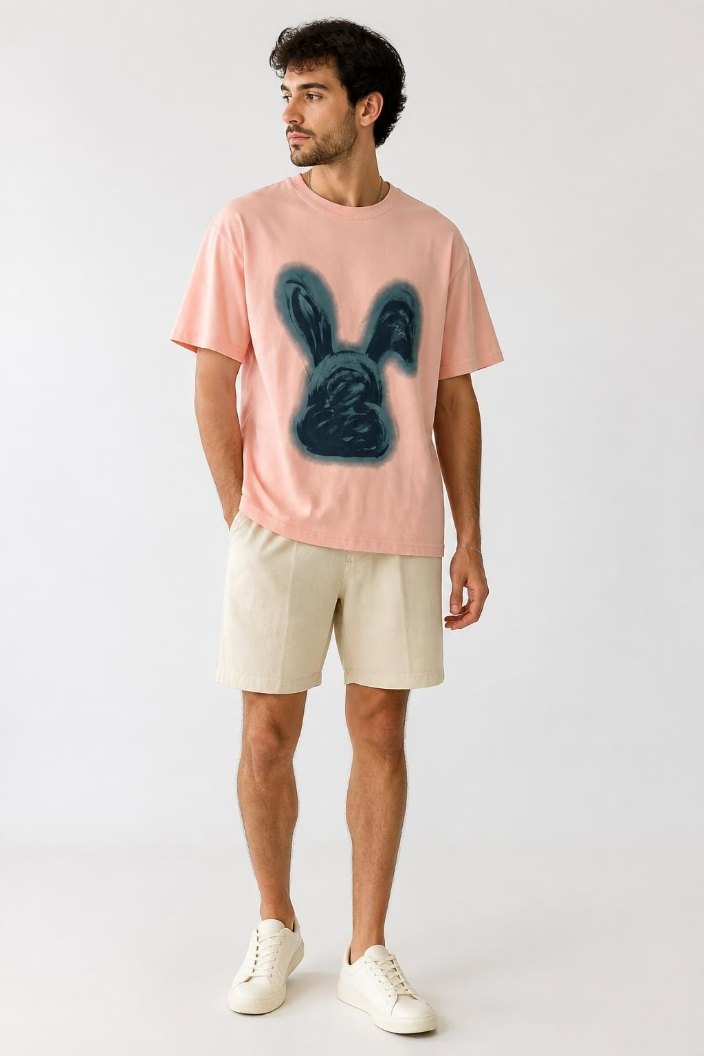 Rabbit Print Pink Tee | New | Why Go Less-1