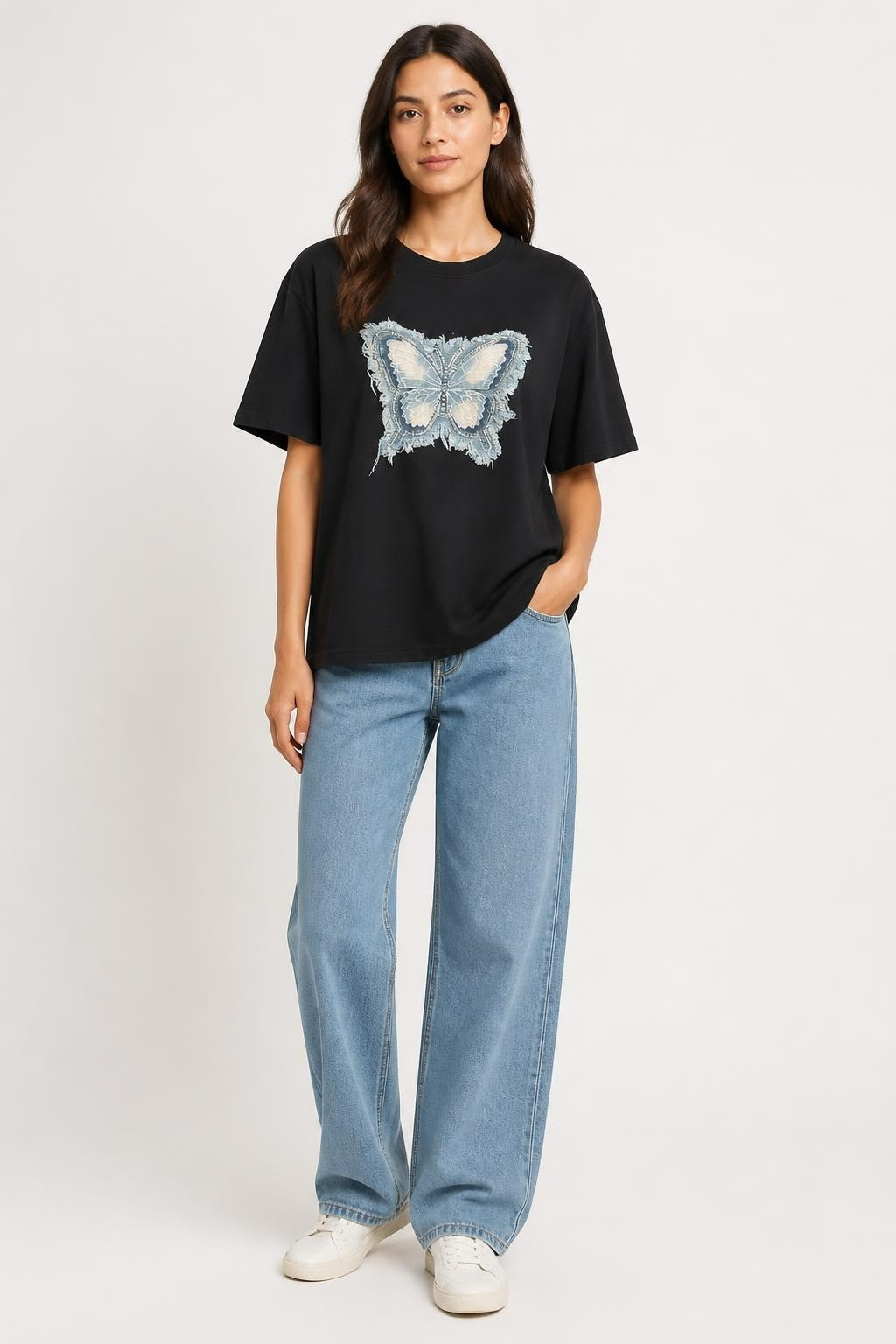 Black Butterfly Graphic Oversized T-shirt | New | Why Go Less-1