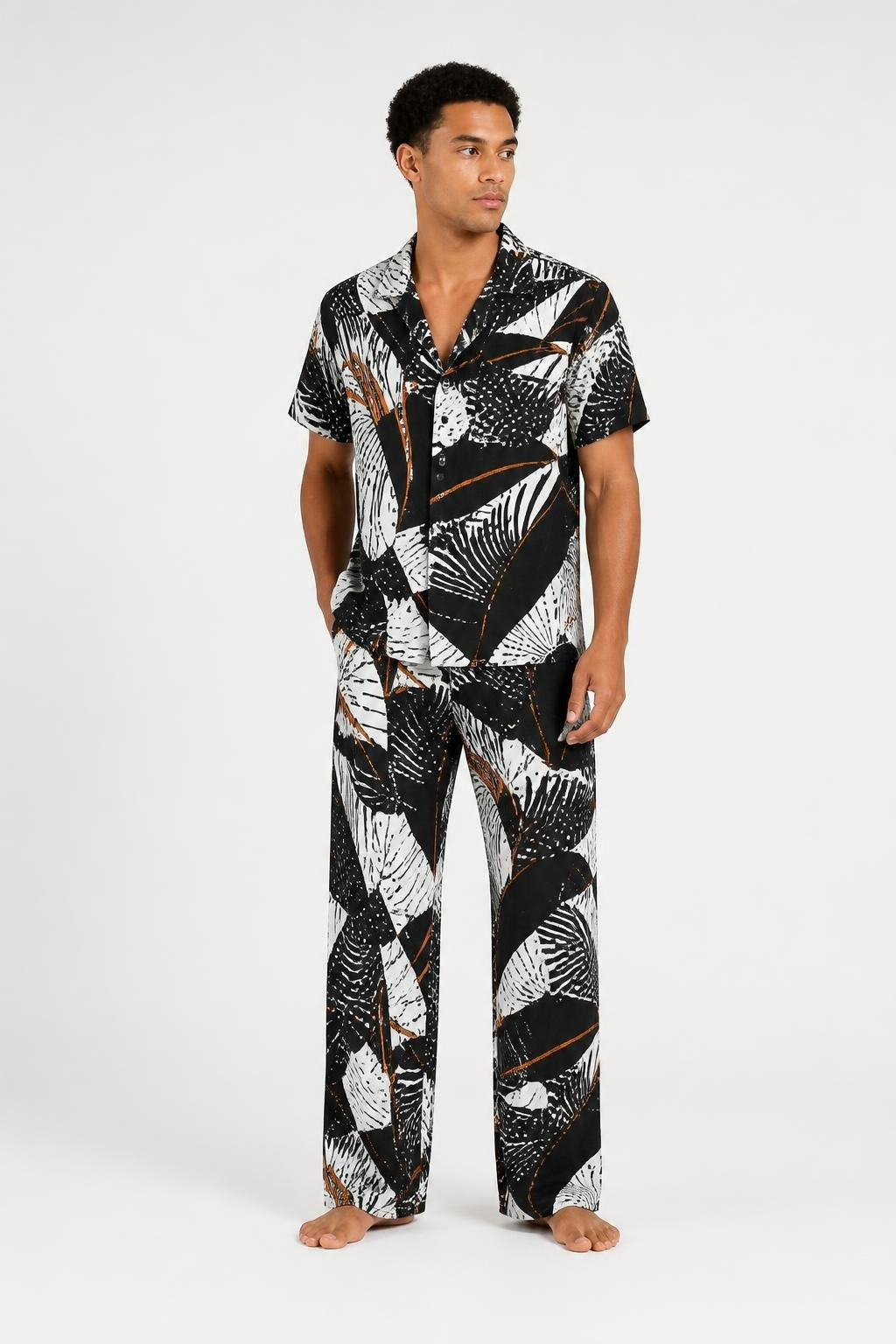 Black & White Tropical Print Co-ord Set | New | Why Go Less
