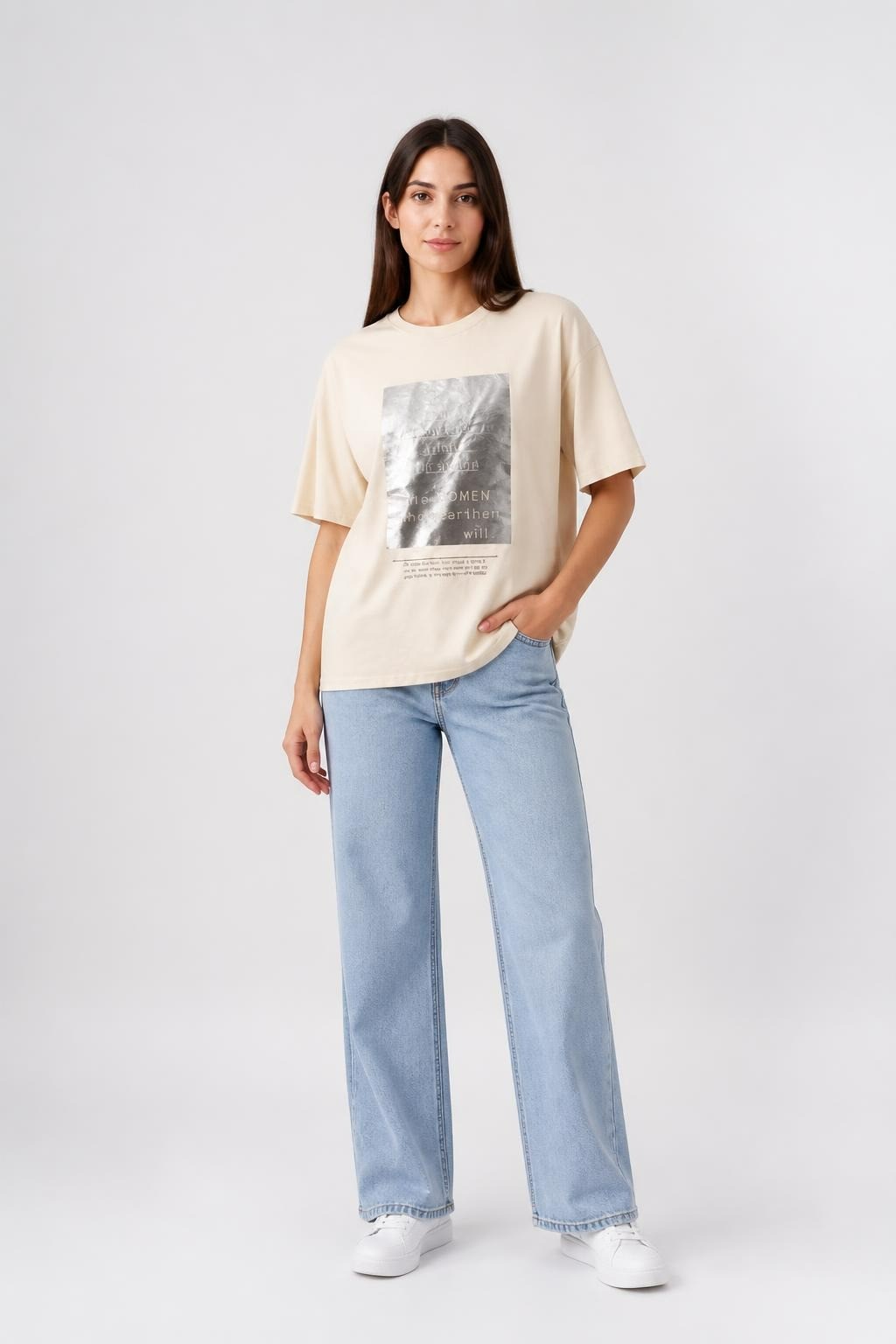Femled Graphic Tee Beige Women Change The World | New | Why Go Less
