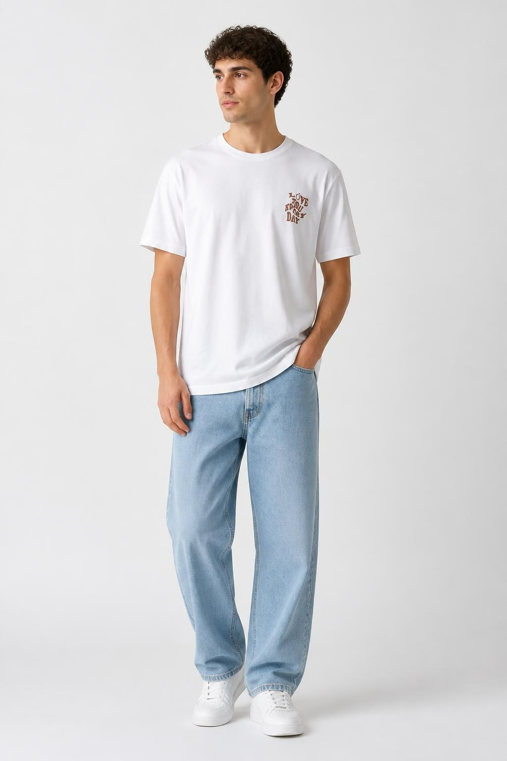 White Oversized Love You Every Day Graphic Tee | New | Why Go Less