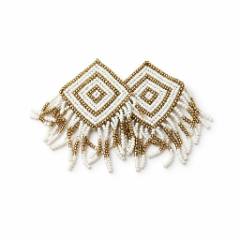 Pannee beaded fringe earrings white gold diamond | Pre-Loved | Why Go Less