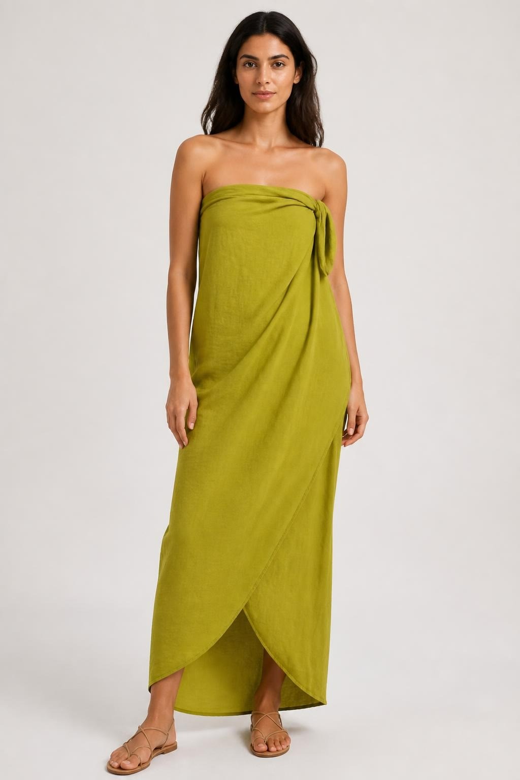 #STYD Wrap Maxi Skirt, Chartreuse/olive, New W/tags | Pre-Loved | Why Go Less