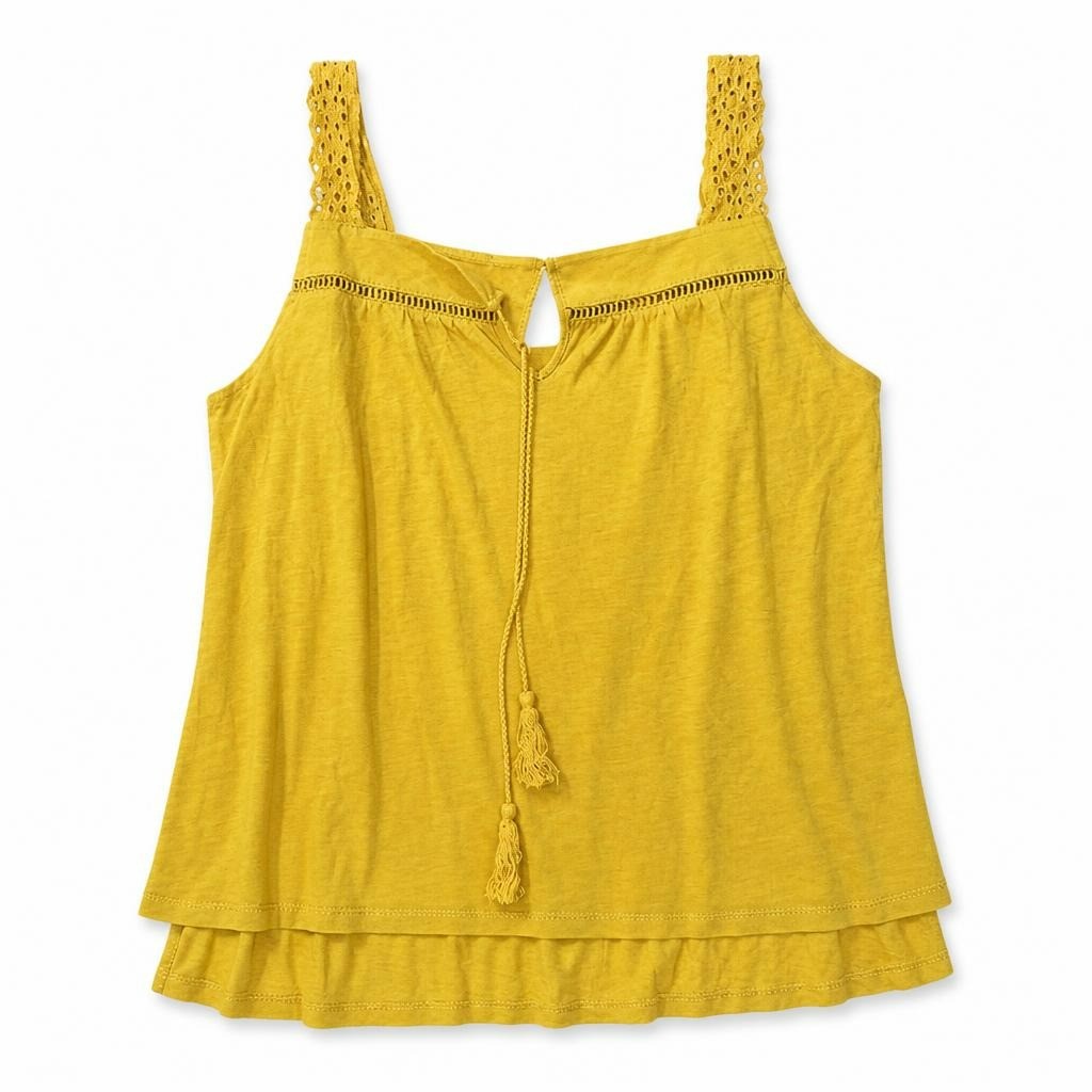 Mustard Yellow Boho Cami Top With Tassels | Pre-Loved | Why Go Less
