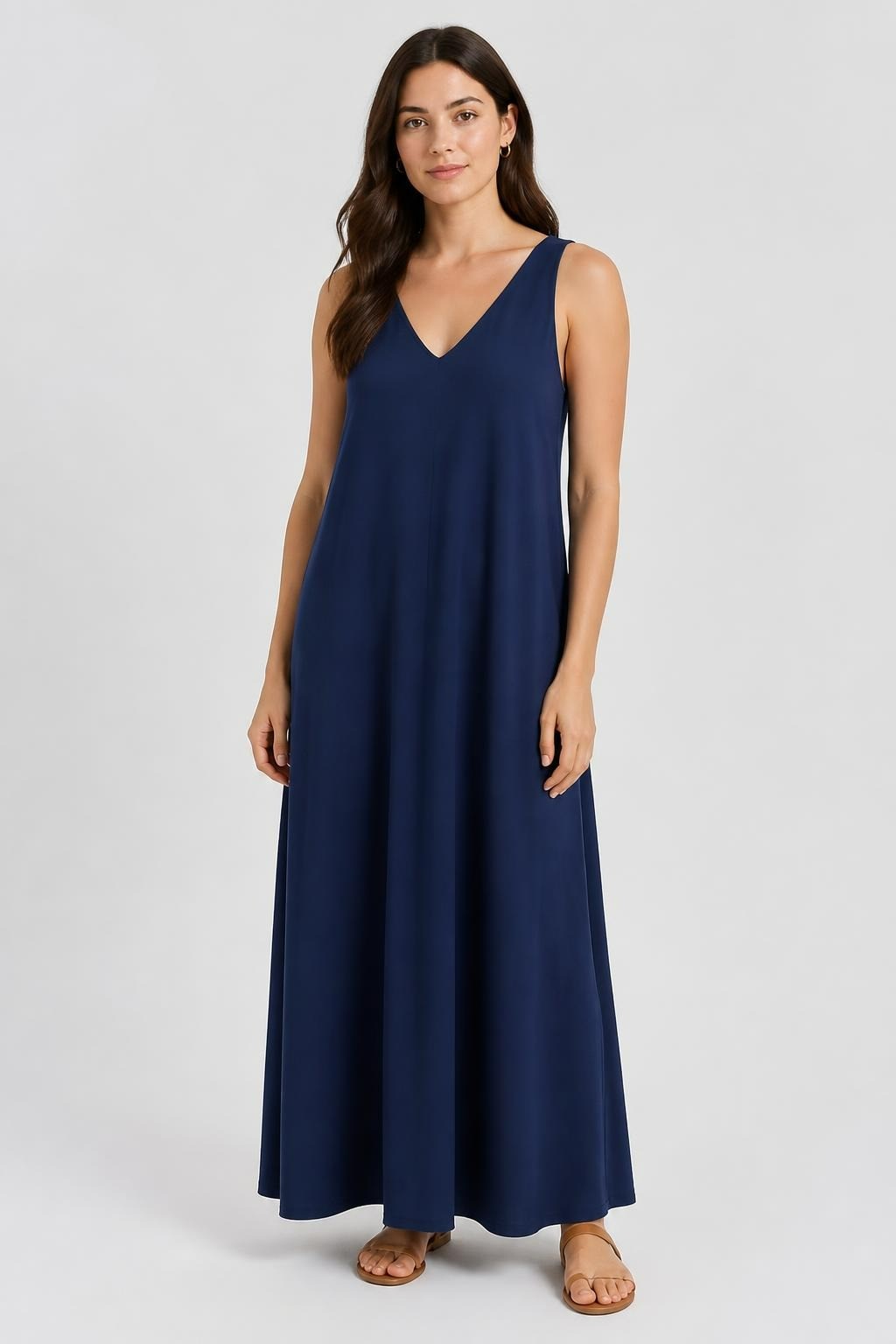 Navy Blue V-Neck Sleeveless Shift Dress | Pre-Loved | Why Go Less