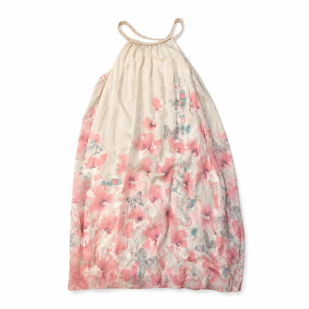 Floral Butterfly Print Halter Sundress Pastel | Pre-Loved | Why Go Less