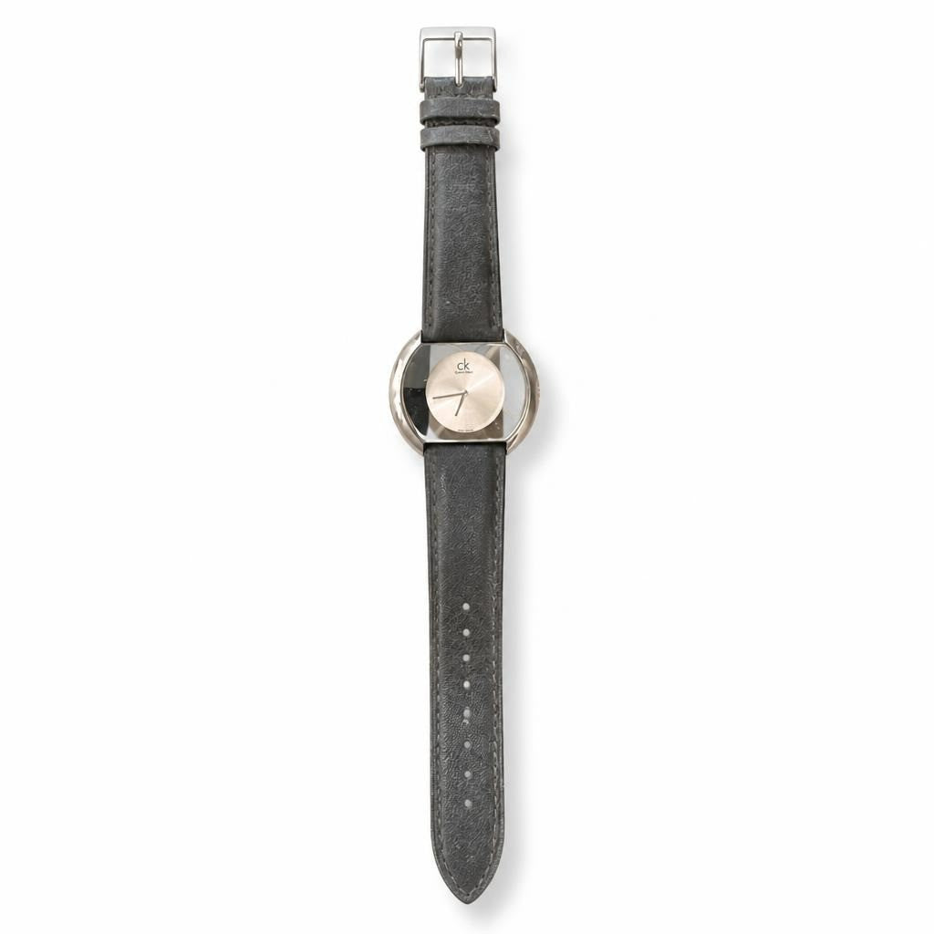 Calvin Klein CK Grey Leather Strap Analog Watch | Pre-Loved | Why Go Less
