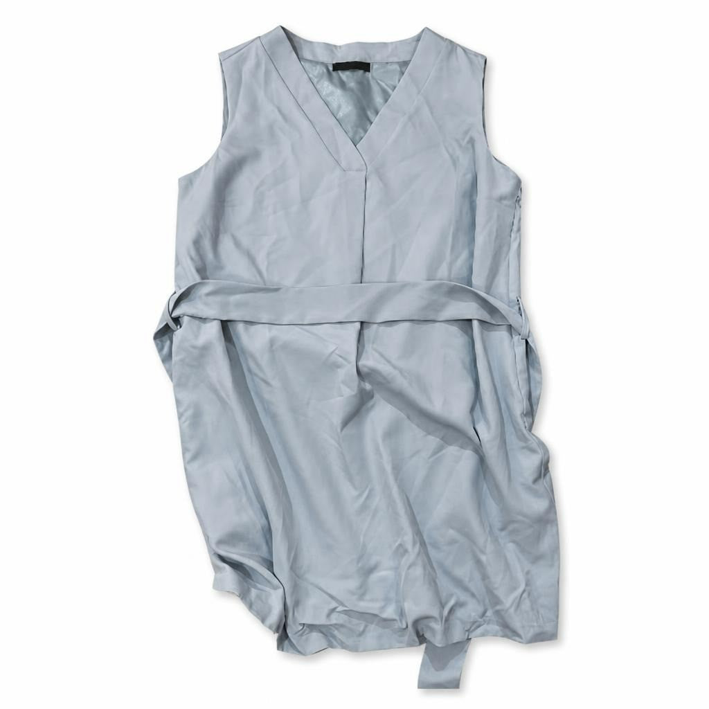 Light Blue Sleeveless Wrap-Style Midi Dress | Pre-Loved | Why Go Less