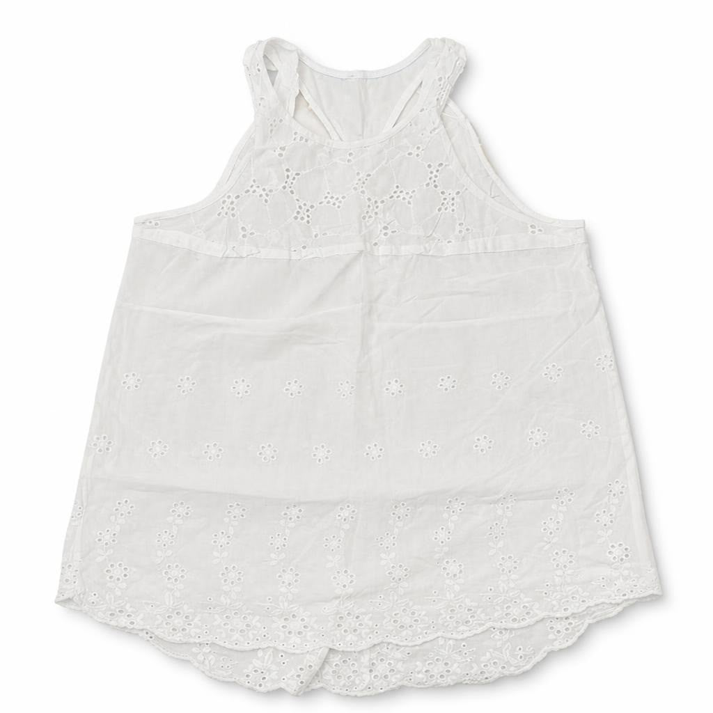 White Broderie Anglaise Sleeveless Cotton Top | Pre-Loved | Why Go Less