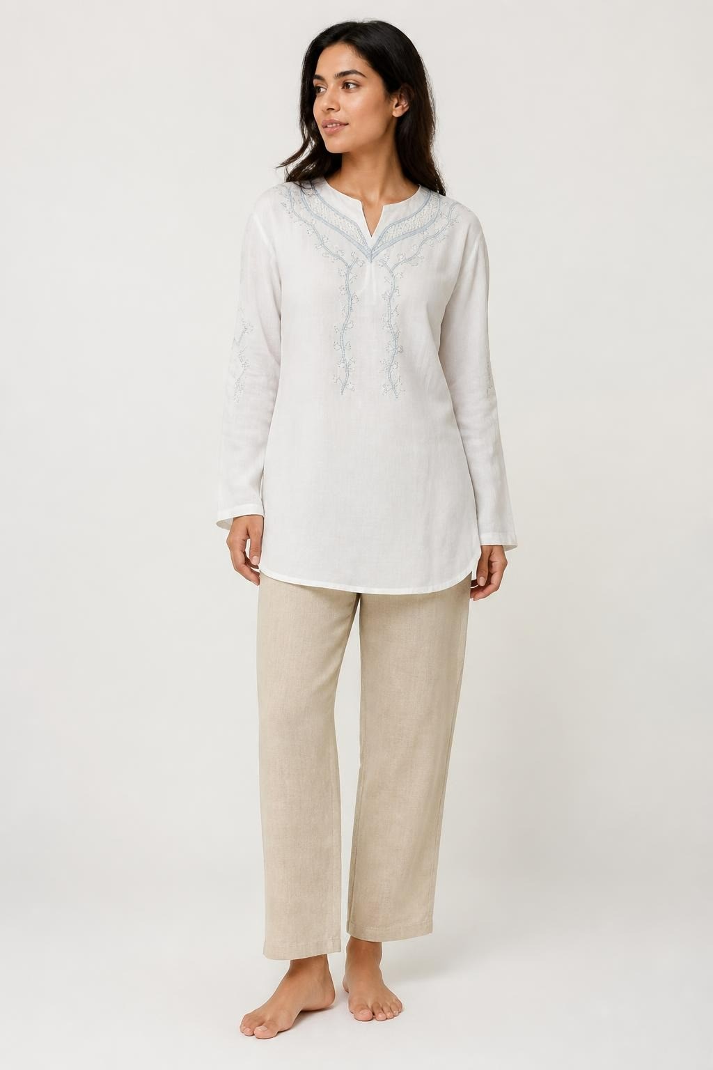 White Embroidered Kurta/Tunic, Boho Style | Pre-Loved | Why Go Less-1