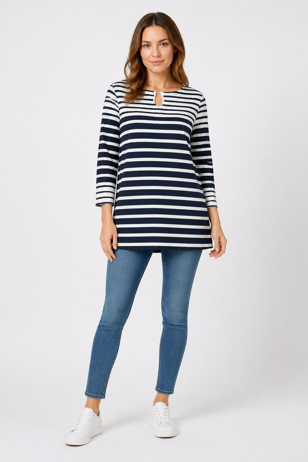 Navy & White Striped Long-Sleeve Top | Pre-Loved | Why Go Less
