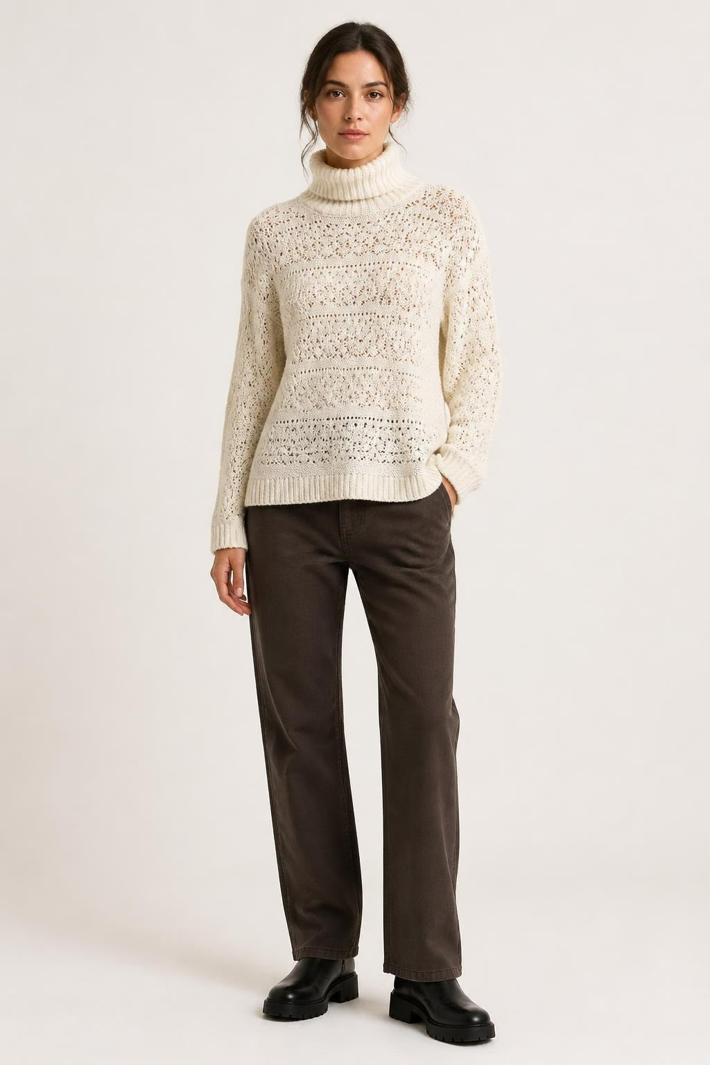 Cream Chunky Knit Turtleneck Sweater | Pre-Loved | Why Go Less