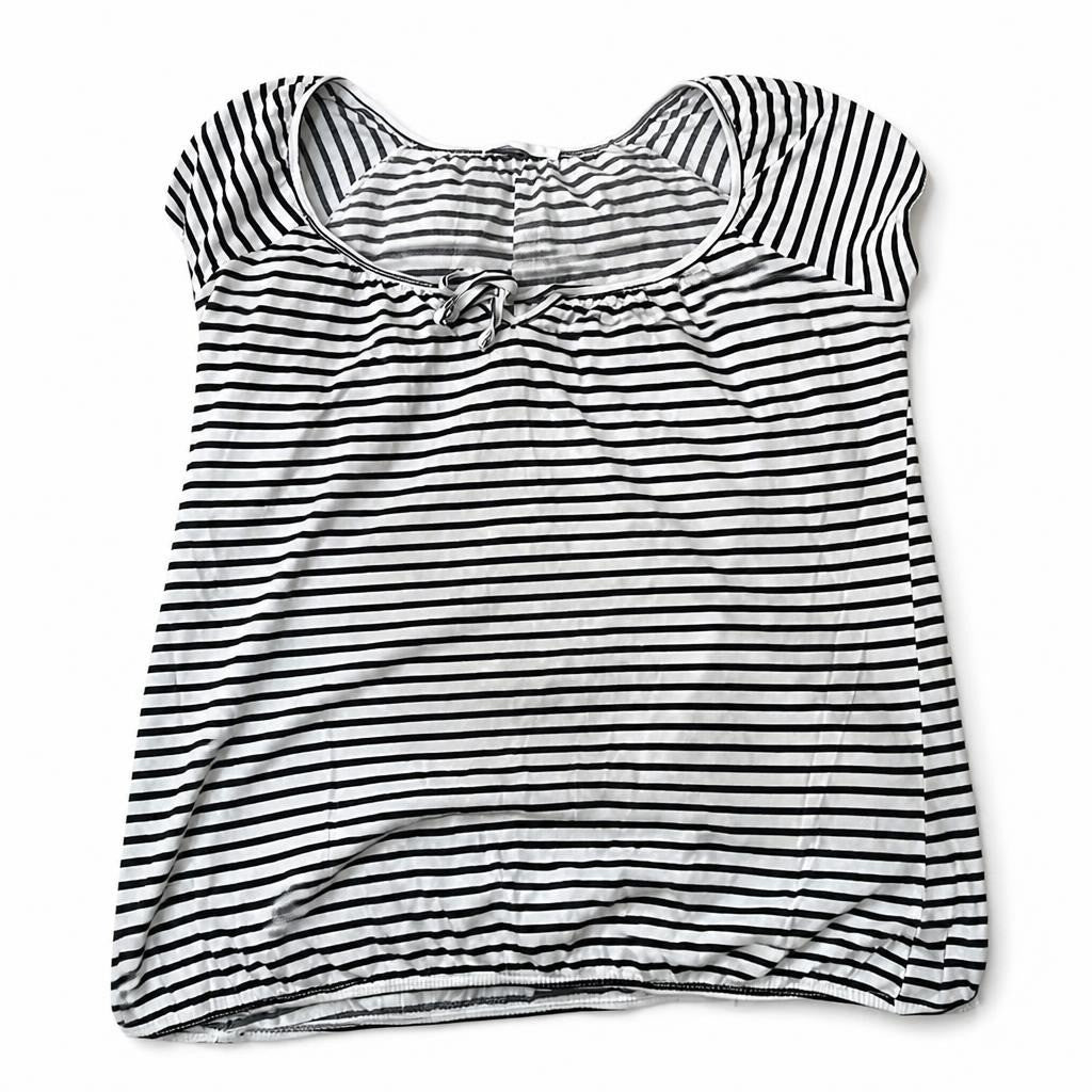 Navy & White Striped Cap-Sleeve Top | Pre-Loved | Why Go Less
