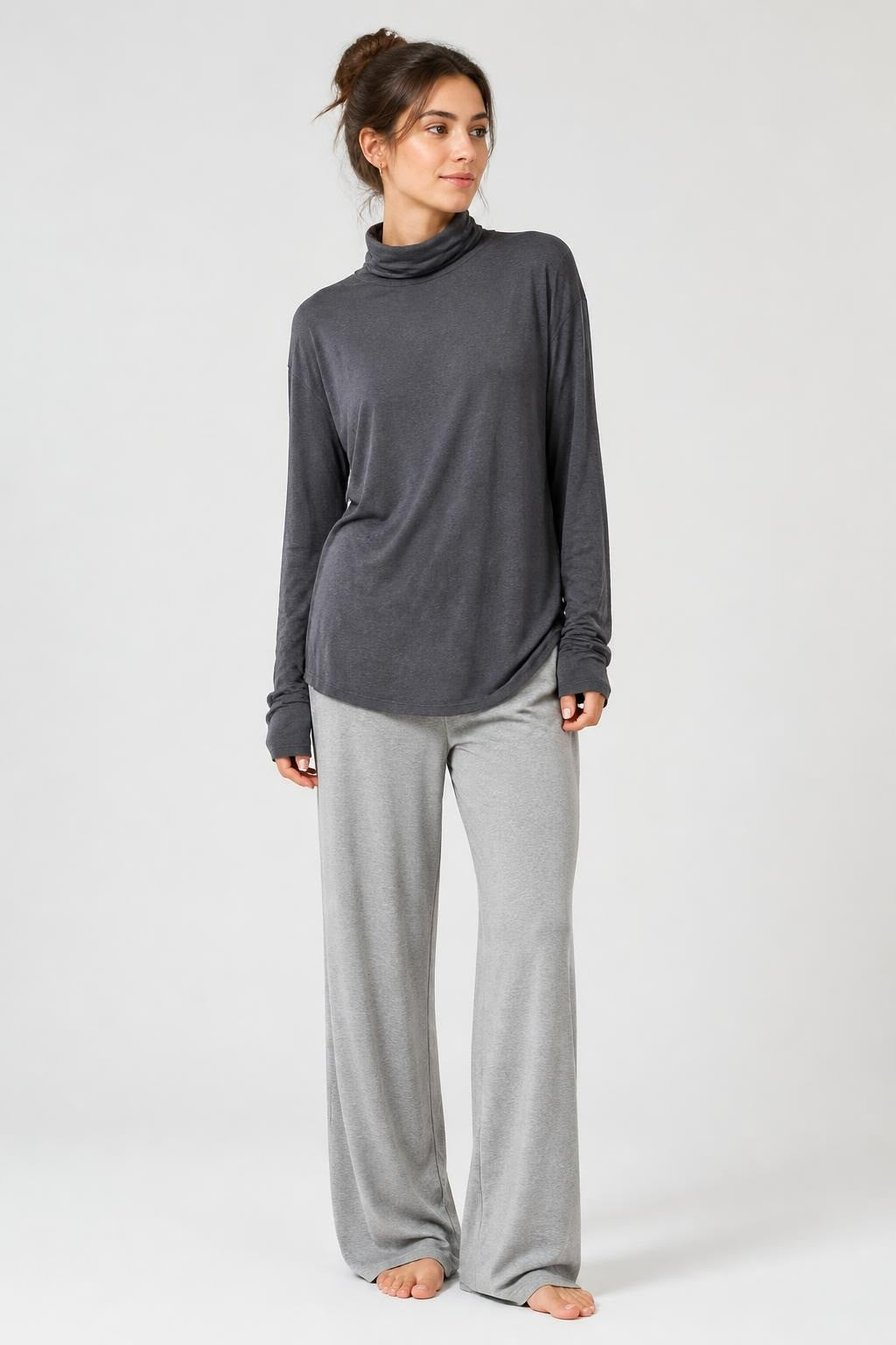 Dark Grey Oversized Turtleneck Long Top | Pre-Loved | Why Go Less-1