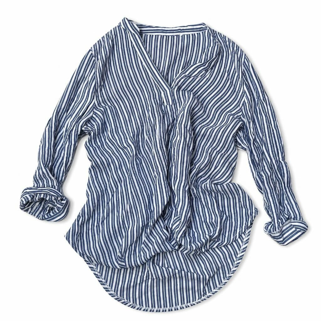 Chemise Boutonnée Rayée Bleue et Blanche, Manches Longues | Occasion | Pourquoi Choisir Moins