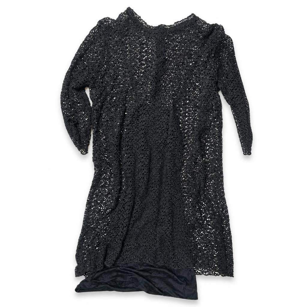 Black Crochet Lace Long Sleeve Mini Dress | Pre-Loved | Why Go Less
