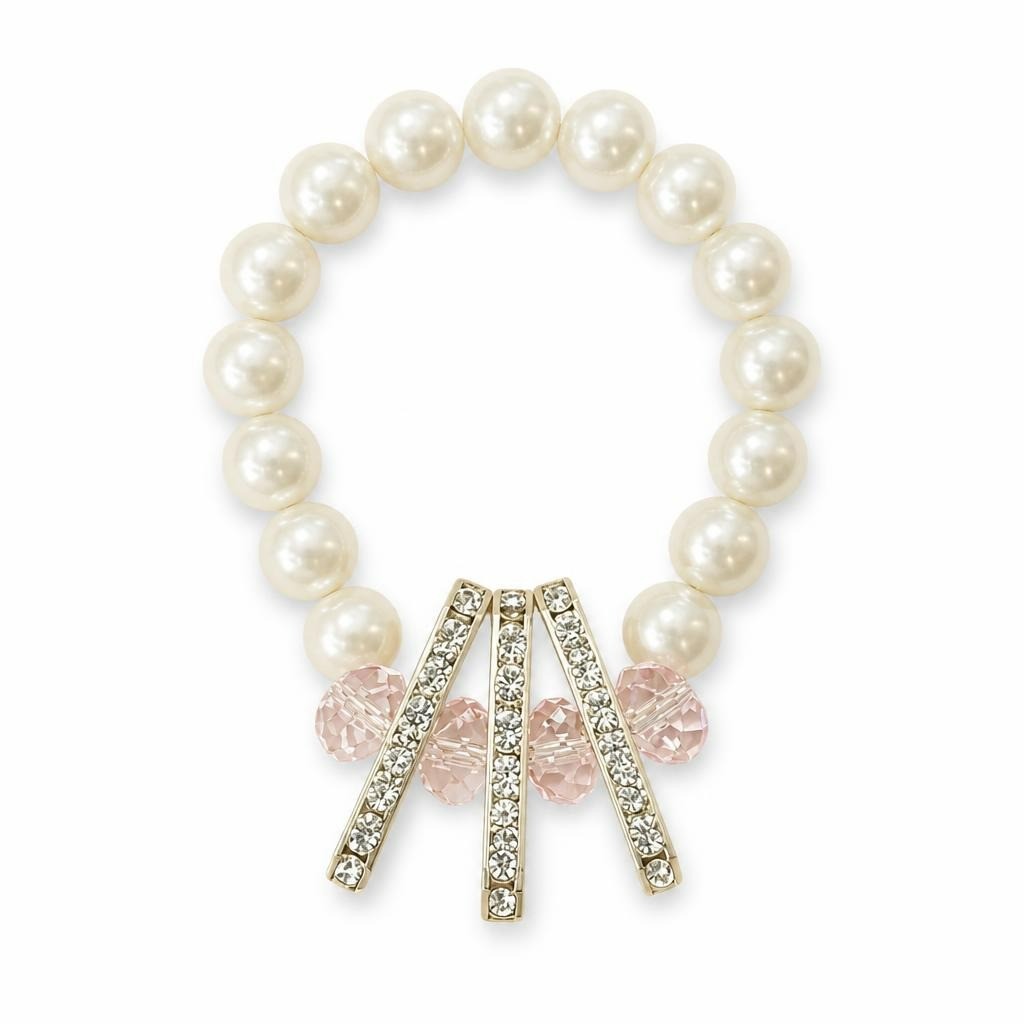 Stretch Pearl Bracelet With Rhinestone Bar Charm | Pre-Loved | Why Go Less