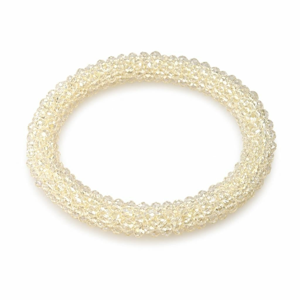 Crystal AB Beaded Crochet Bangle Bracelet | Pre-Loved | Why Go Less-1