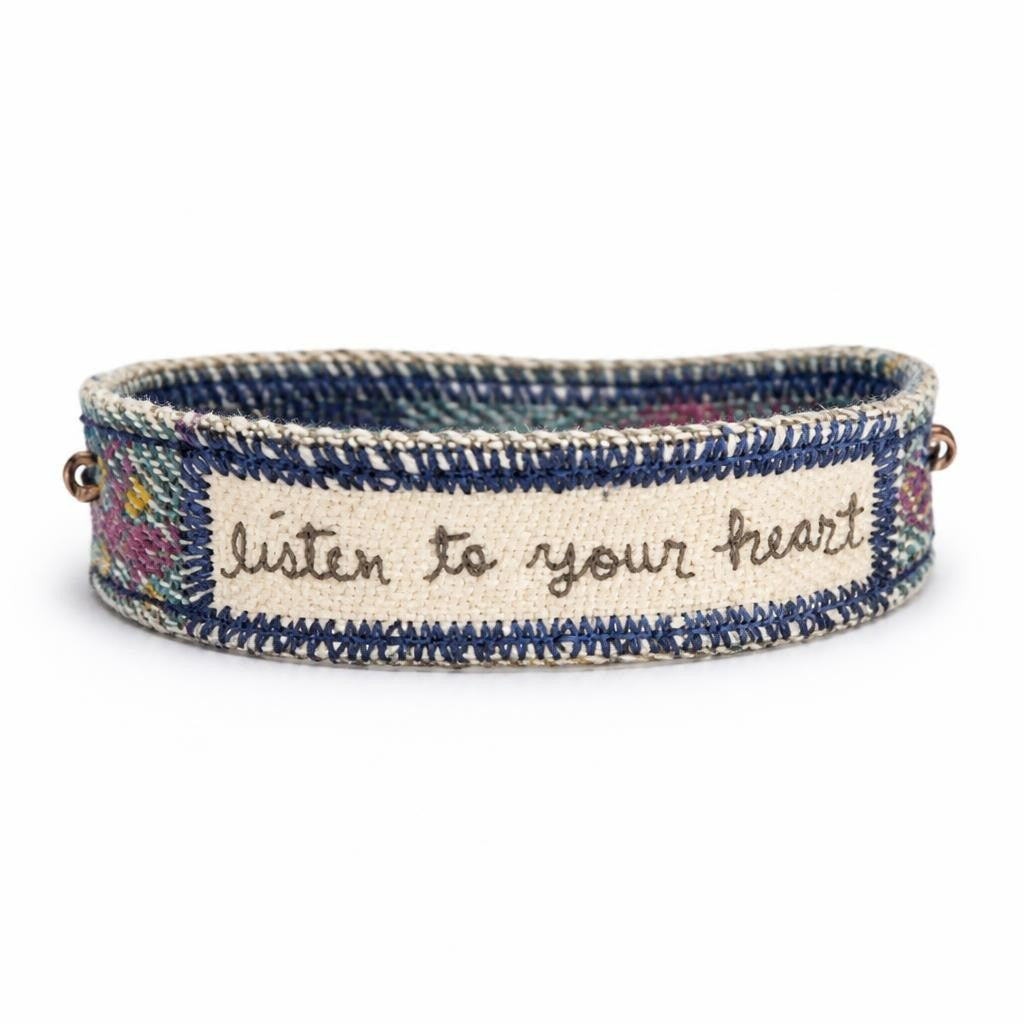 Fabric Cuff Bracelet 'Listen To Your Heart' | Pre-Loved | Why Go Less